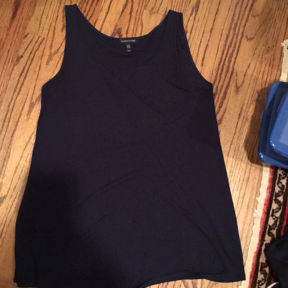Eggplant silk long tank Eileen Fisher